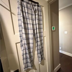 George Men's White and Blue Plaid Joggers